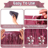 Voircoloria 3 Pack 3.3 x 8.2 ft Burgundy Foil Fringe Backdrop