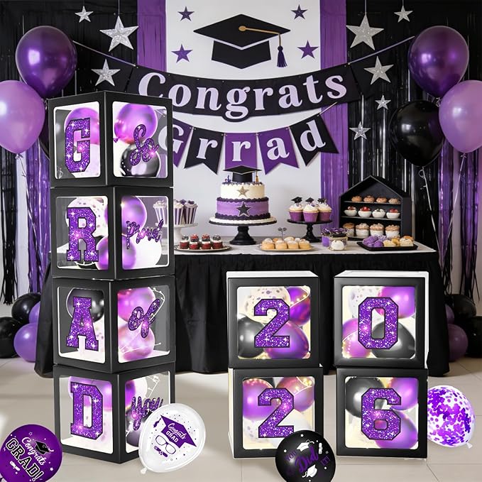Graduation Decorations 2026 - Purple Graduation Decorations - Set of