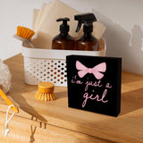 CUANFDDSF Trendy Black Pink Bow Coquette Room Decor Wooden Box Sign,