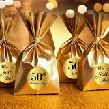 Gold Foil 50th Anniversary Kisses Stickers, (Set of 216) Chocolate
