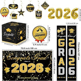 Graduation Decorations 2026 Black and Gold Party Supplies