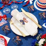Geiserailie 6 Pieces Patriotic Napkin Rings 4th of July Bow Napkin