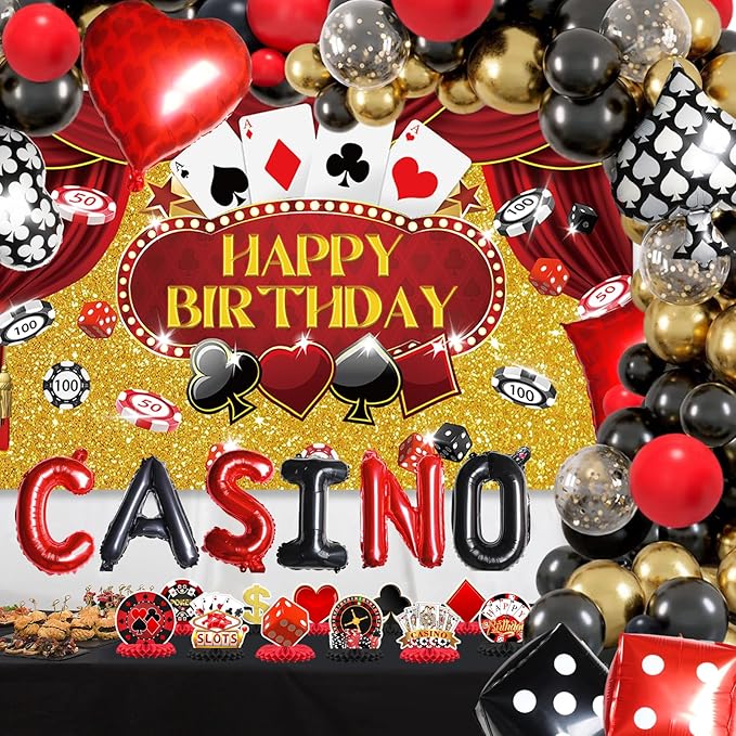 173 Pcs Casino Theme Party Decorations Birthday Party Favor Poker