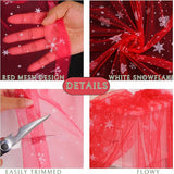 Snowkingdom Red Christmas Table Runner, Red and White Snowflakes