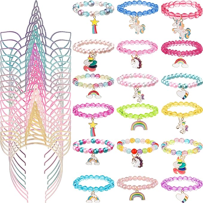 36 Pcs Unicorn Party Favors Headbands for Girls Colorful Unicorn