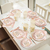 96Pcs 65th Birthday Decorations Pink Rose Gold Paper Plates Napkins