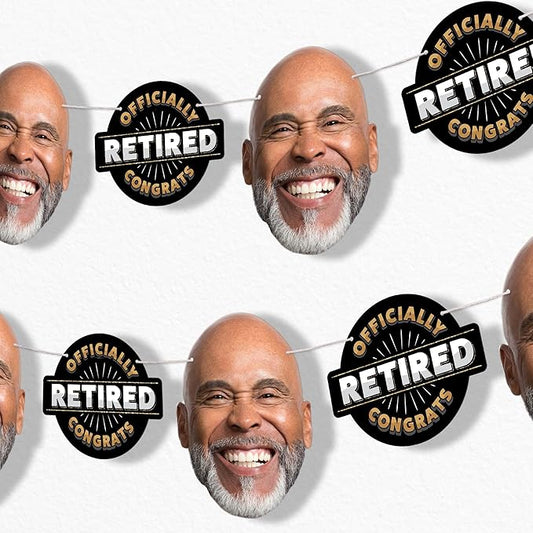 Big Dot of Happiness Custom Happy Retirement Face Cut Out Garland