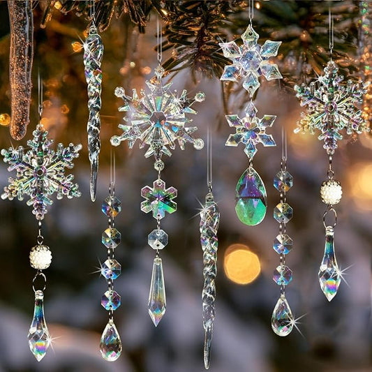 32pcs Christmas Decoration Crystal Ornaments - Iridescent Christmas