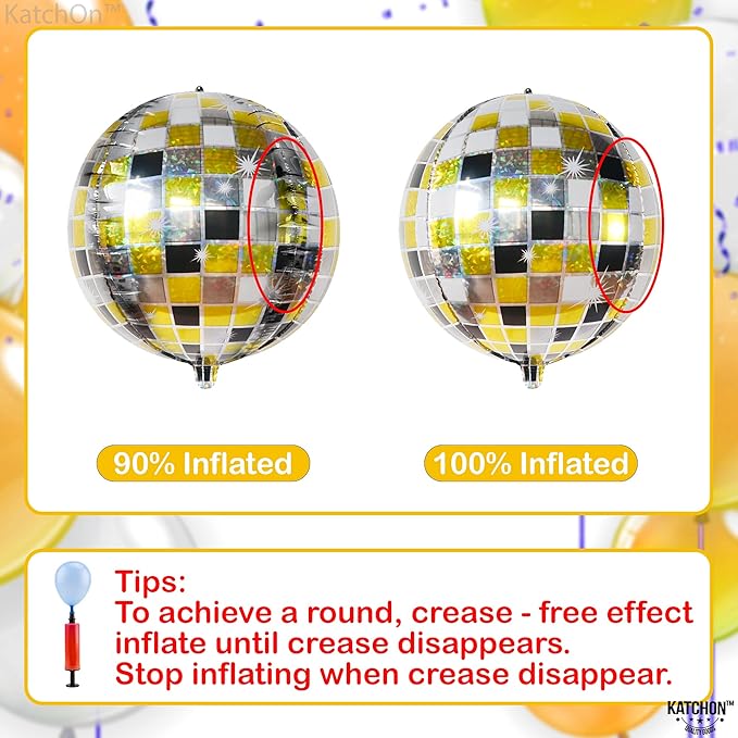 KatchOn, Multicolor Disco Ball Balloons - 22 Inch, Pack of 6 | 4D