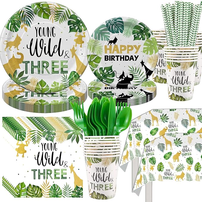 Young Wild And Three Decorations Tableware Safari Jungle Theme 3rd