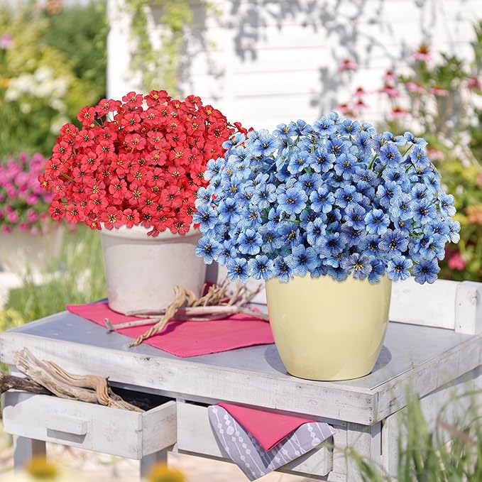 AmyHomie 20 Bundles Artificial Flowers for Outdoors UV Resistant Fake