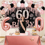 60th Birthday Decorations for Women 49pcs Black Rose Gold Black
