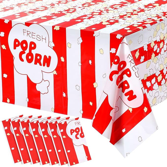 Irenare 6 Pieces Popcorn Tablecloth Decorations Plastic Popcorn Table