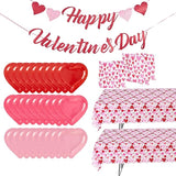 Valentine's Day Party Supplies Set Romantic Pink Heart Paper Plates