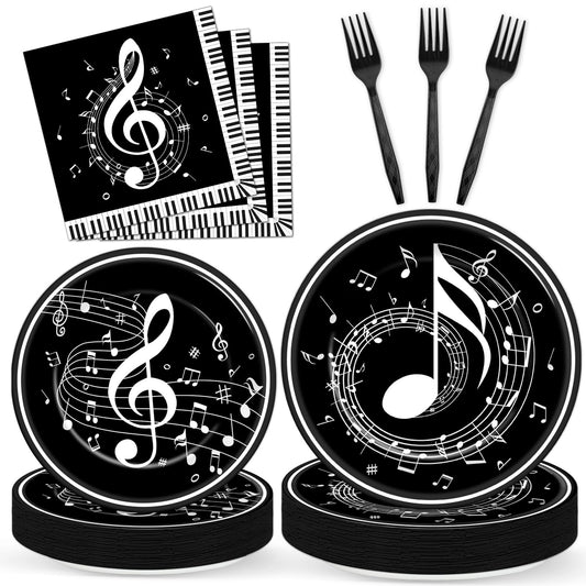 96PCS Musical Note Party Paper Plates and Napkins Music Themed