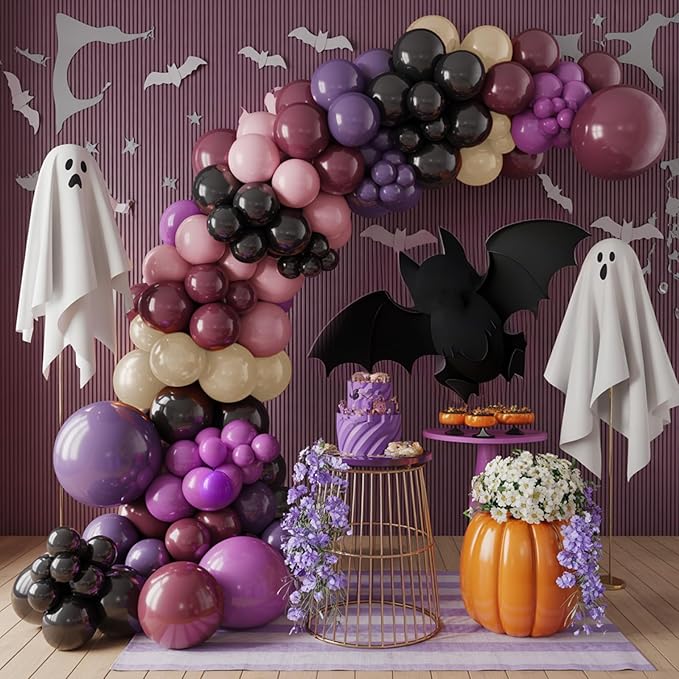 Halloween Balloon Arch Kit 120PCS Halloween Dusty Pink Black Orange