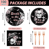 100 Pcs 50th Birthday Party Supplies Death to My 40s Paper Plates
