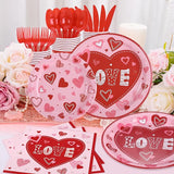 Valentine's Day Party Decorations Plates Red Heart themed Disposable