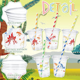 50 Pcs Dinosaur Cups for Kids 12 oz Disposable Plastic Cups with