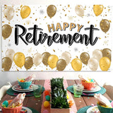 Happy Retirement Decorations Gold Large Balloon Banner Backdrop Sign