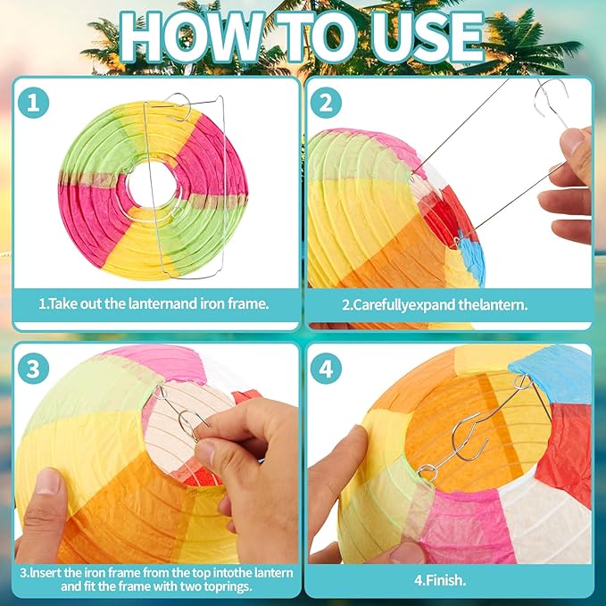 Easy Joy 16PCS Pool Party Decorations Summer Beach Ball Paper