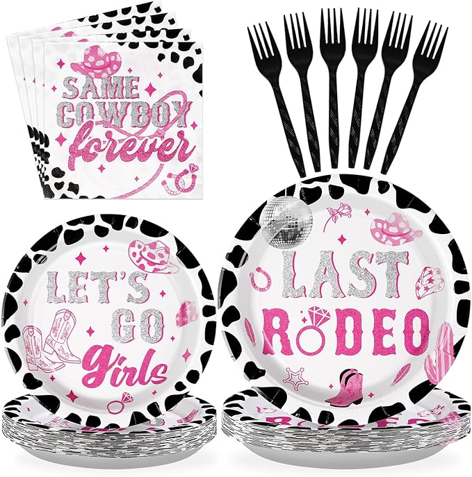 96Pcs Last Rodeo Bachelorette Party Decorations Pink & Silver Disco