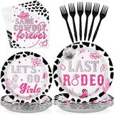96Pcs Last Rodeo Bachelorette Party Decorations Pink & Silver Disco
