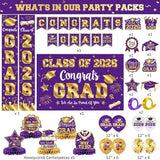 Graduation Decorations Class of 2026 Purple and Gold Graduation