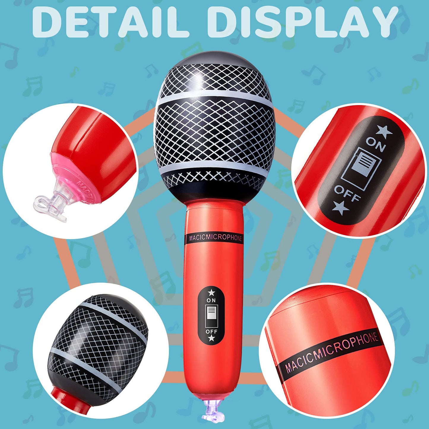Zhanmai 72 Pcs Inflatable Microphones Assorted Colors Inflatable