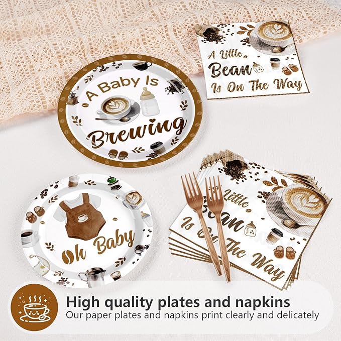 Coffee Baby Shower Decorations 96Pcs A Baby Is Brewing Baby Shower