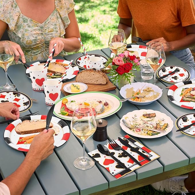 147 PCS Casino Party Supplies Set for 16 Guests Disposable Plates