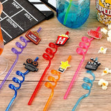 24 Pack Movie Night Party Supplies Movie Night Drinking Straws PET