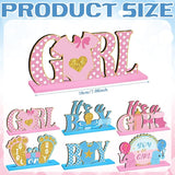 6 Pcs Baby Gender Reveal Table Wooden Decorations Blue and Pink