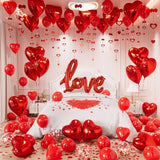Valentines Day Decorations Set Red Heart Balloons with Love Balloon