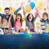 YIDAKO 6Pcs Iridescent Space Tablecloths, Disposable Plastic Blue