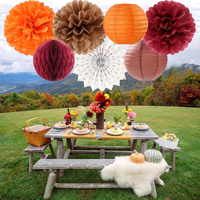 Fall Boho Baby Shower Party Decorations Streamers Lanterns 14pc