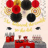 Red Black Gold Party Decorations Graduation Banner Streamers 18pcs