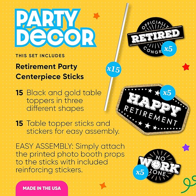 Big Dot of Happiness Retirement Party Centerpiece Sticks Happy