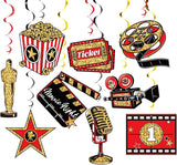 Movie Night Hanging Swirl Set Party Decorations 48 Pcs Hollywood