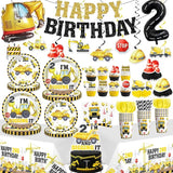 Xynic 187pcs Construction Birthday Party Supplies for 2 Year Old Boy