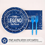 96 Pcs Retirement Party Supplies Blue and Silver Happy Retirement