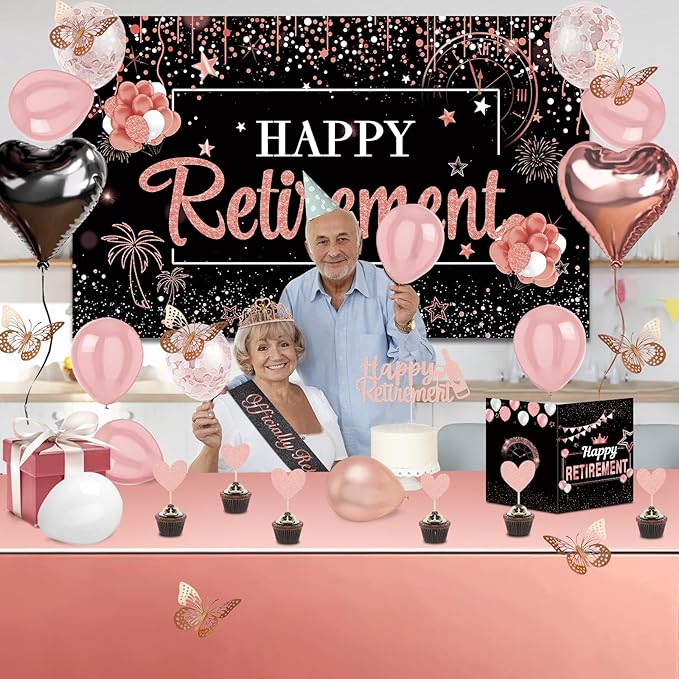 52Pcs Retirement Party Decorations Women with Retirement Sash and