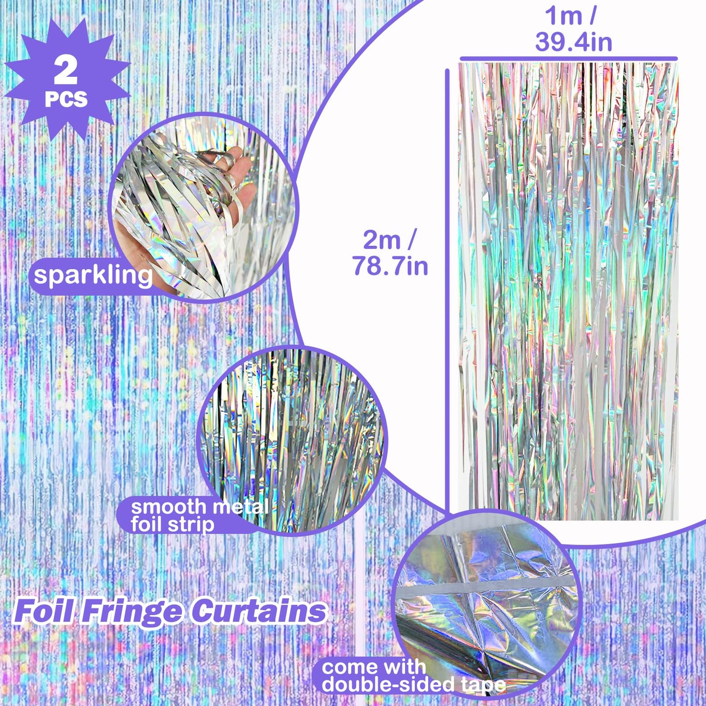 8 PCS Iridescent Disco-Holographic Party Decorations - Love-Heart