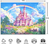 Newsely Princess Birthday Party Backdrop 7Wx5H Photography Castle