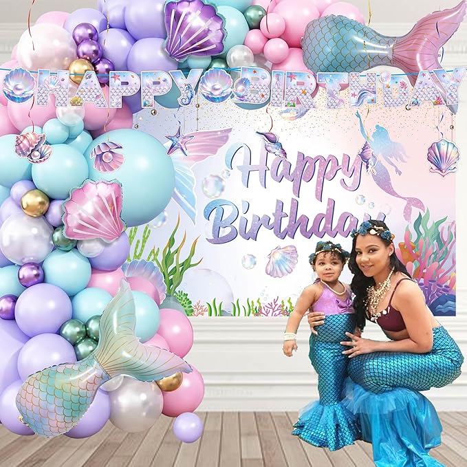 Mermaid Birthday Decorations 213Pcs Mermaid Party Supplies Include