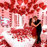 Valentine's Day Decorations Set 1000 Rose Petals & 31 Red Heart