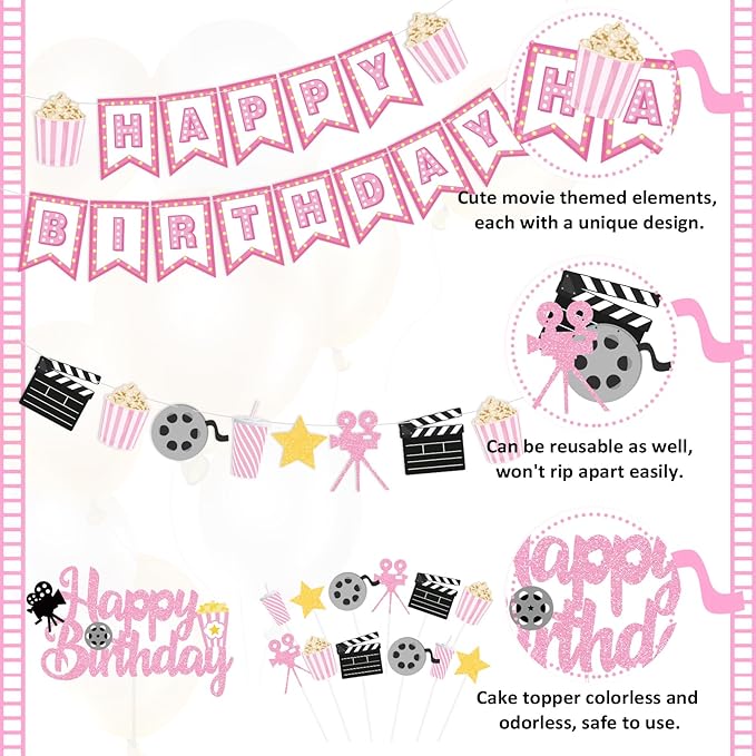 K KUMEED Happy Birthday Decorations Movie Theme Party Decorations