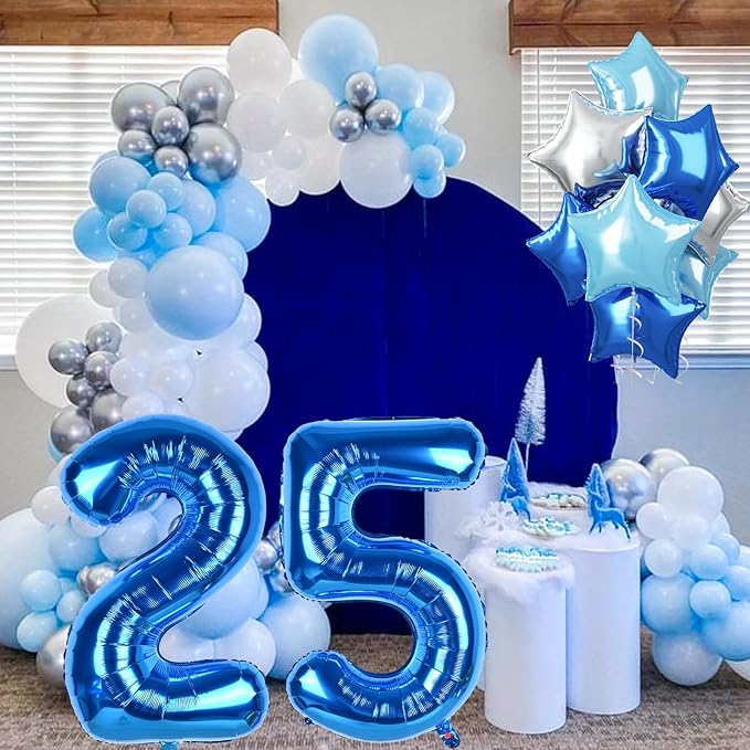 2nd Birthday Balloon for Boys, 40 Inch Number 2 Dark Blue, Large Foil