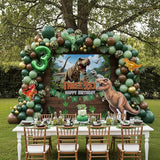 Dinosaur Birthday Decorations include Hunter Green Brown Gold