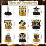 75th Birthday Decorations for Men, 9PCS Black Gold 75th Birthday